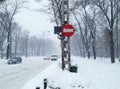 Winter snowstorm traffic