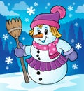 Winter snowwoman topic image 2 Royalty Free Stock Photo