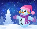Winter snowwoman topic image 3 Royalty Free Stock Photo