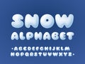 Winter snowy alphabet for Christmas design. Vector font Royalty Free Stock Photo