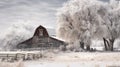 winter snowy barn Royalty Free Stock Photo