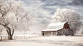 winter snowy barn Royalty Free Stock Photo