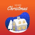 Winter and snowy house Christmas Card