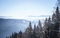 Winter cloudy landscape of the Carpathian Mountains in Eastern Europe Royalty Free Stock Photo