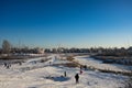 Winter snowy landscape in the russian cold
