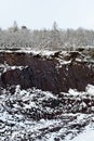 Winter snowy landscape, stone mine, Vielsalm, Ardens, Belgium