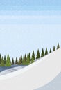 Winter snowy mountain hill fir tree forest landscape background vertical flat