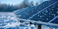 Winter Solar Panels Covered In Snow, Generating Ecofriendly Energy In Icy Conditions