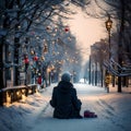 Winter Solitude: Lone Figure in the Snow