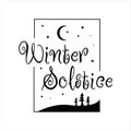 winter soltice lettering vector typography. hand drawn calligraphy winter soltice enjoy the longest night letter for background