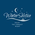 winter soltice lettering vector typography. hand drawn calligraphy winter soltice enjoy the longest night letter for background