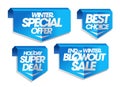 Winter special offer, best choice, holiday deal signs set