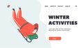 Winter Sport Activities Landing Page Template. Santa Claus Healthy Lifestyle, Extreme Recreation, Xmas Fun, Sliding Royalty Free Stock Photo