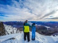 Happy snowboarding girl, Remarkables, New Zealand Royalty Free Stock Photo