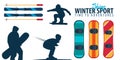 Winter Sport collection. Ski and Snowboard. Vector illustration.