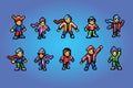 Winter sport fans pixel art style avatars