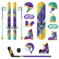 Winter sport - hockey, snowboarding, ski