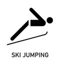 Winter sport icon. Vector isolated pictogram on white background with the names of sports disciplines. Games and sport. Ski Royalty Free Stock Photo