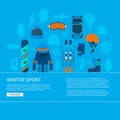 Winter sport icons collection. Skiing and snowboarding set equip