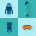 Winter sport icons collection. Skiing and snowboarding set equip