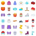 Winter sport icons set, cartoon style Royalty Free Stock Photo