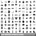 100 winter sport icons set, simple style Royalty Free Stock Photo