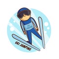Winter Sport Ski Jumping Sticker Royalty Free Stock Photo