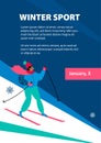 Winter Sport. Skiing. Mountain landscape. Skier in motion. Extreme on nature template of flyear, magazines, poster