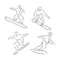 Winter sport , snowboarding, snowboarder vector sketch illustration