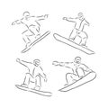 Winter sport , snowboarding, snowboarder vector sketch illustration