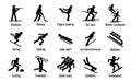 Winter sport symbols icons set, simple style