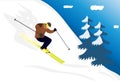 A man skiing quickly from the mountains Winter sports and entertainment Flat style vector illustration Royalty Free Stock Photo