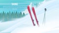 Winter sports - alpine skiing. Sportsman ski slope down from the mountain Royalty Free Stock Photo