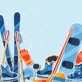 Winter sports background with equipment sticker Royalty Free Stock Photo