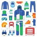 Winter Sports Clothes and Accessories Icons Royalty Free Stock Photo