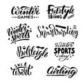 Winter sports emblems with lettering