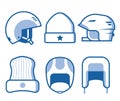 Winter Sports Head Wear Line Icons