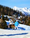 Winter sports in La Tzoumaz, Switzerland Royalty Free Stock Photo