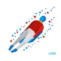 Winter sports: luge (sledging). Cartoon sportsman sledding