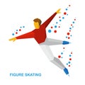 Winter sports - men`s single skating. Cartoon figure skater training