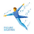 Winter sports - men`s single skating. Cartoon figure skater