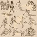 Winter sports, mix - An hand drawn vector collection