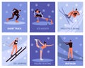 Winter sports people cards. Competitions and Olympic games. Professional athletes. Ice hockey. Figure skating. Biathlon