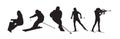 Winter sports silhouettes. Set od isolated vector icons. Active people Royalty Free Stock Photo