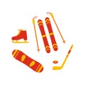 Winter sports simple illustrations