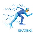 Winter sports - skating. Cartoon skater running on white