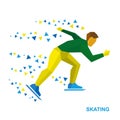 Winter sports - skating. Cartoon skater running on white