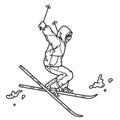 Winter Sports. Skier on skis in a jump