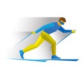 Winter sports - Skiing. Cartoon skier running.