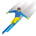 Winter sports - Skiing. Cartoon skier running downhill